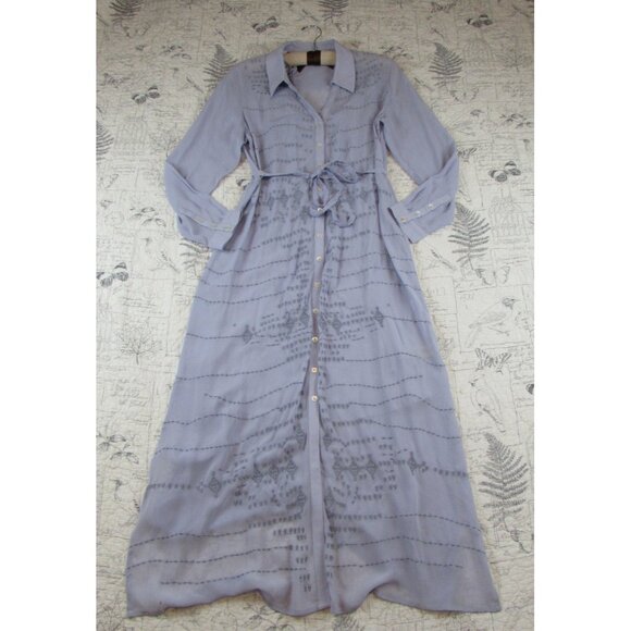 Soft Surroundings Dusty Lilac Ibiza Embroidered Georgette 2 piece Dress size S - Picture 4 of 9